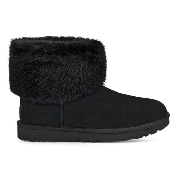 UGG Mini Blakeley Faux Fur Trimmed Boot in Black Size 5 - Picture 1 of 11
